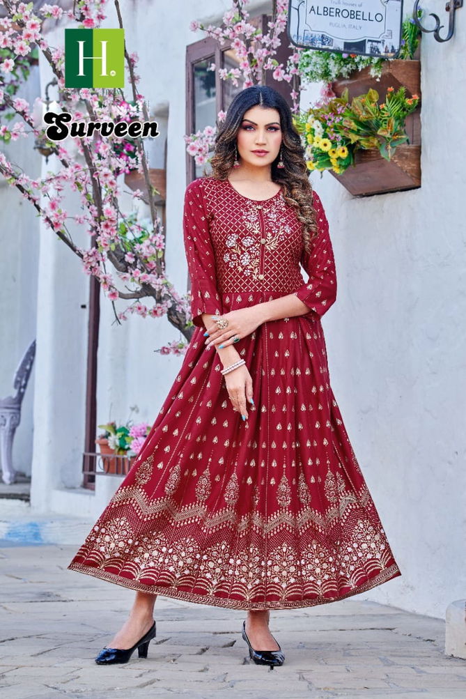 Surveen By Hirwa Anarakali Kurtis Catalog
